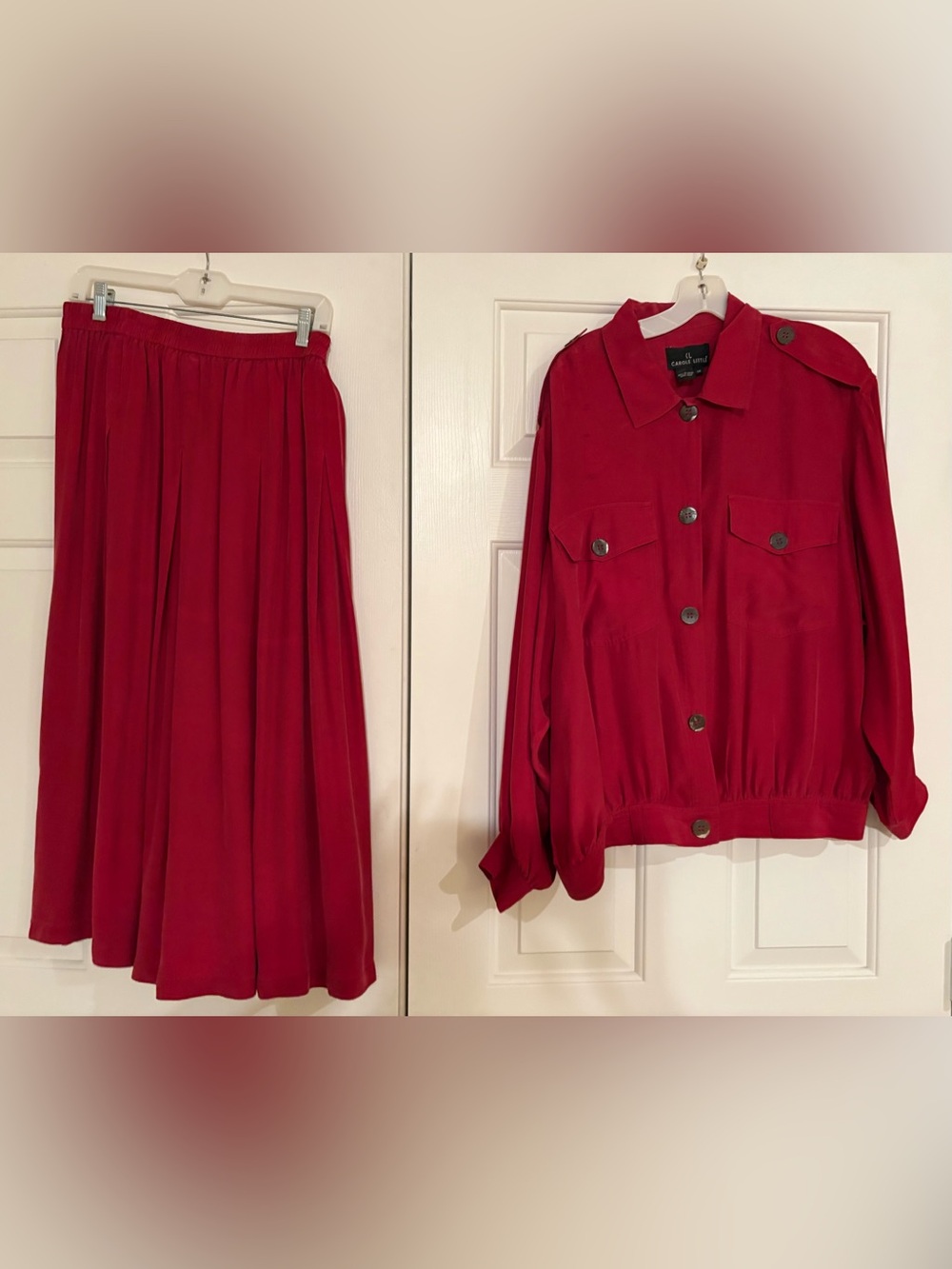 80s/90s Vintage Carole Little 2-piece Silk skirt set Sz 14
